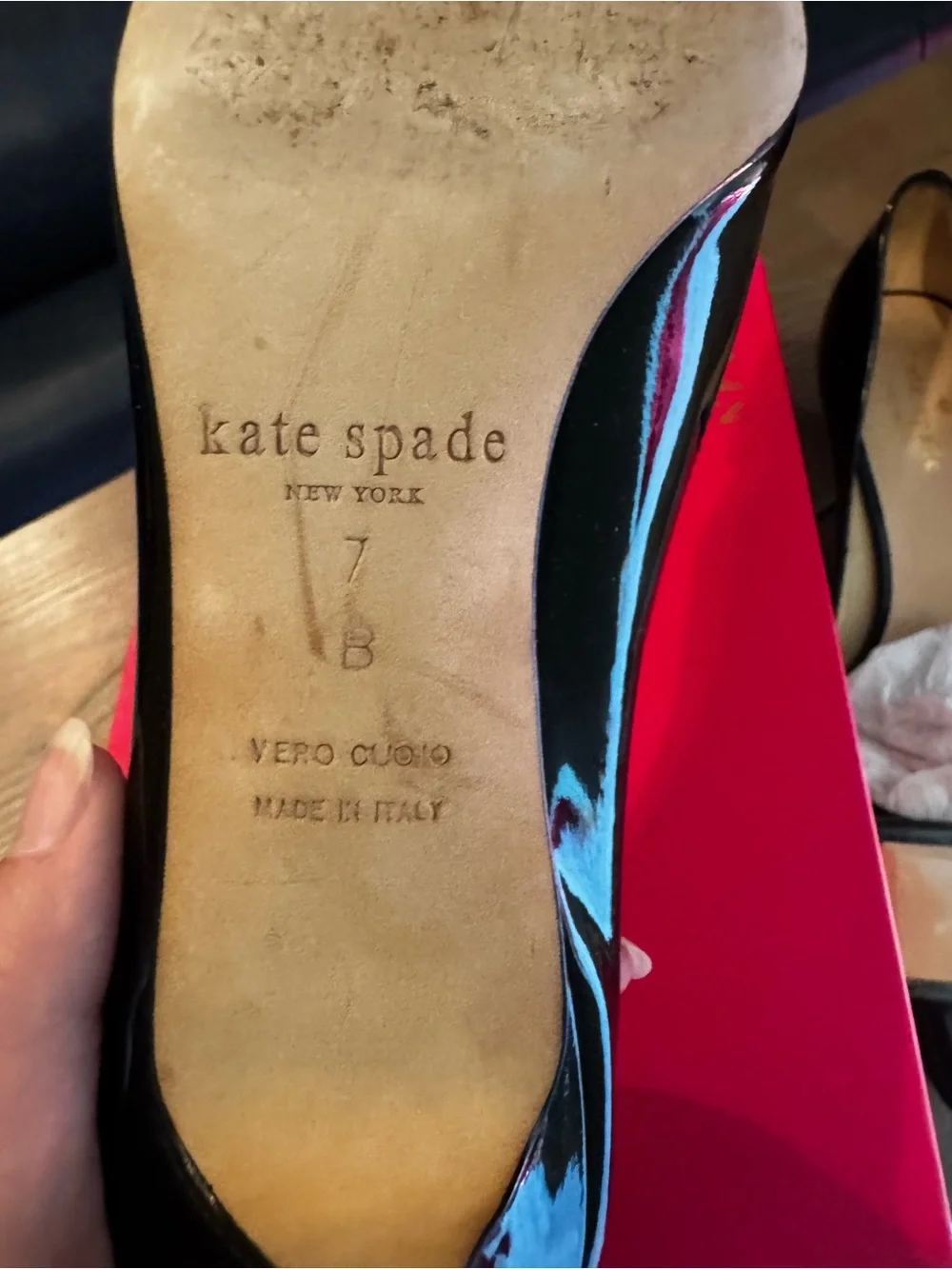 kate spade Black Patent kitten heels size 7